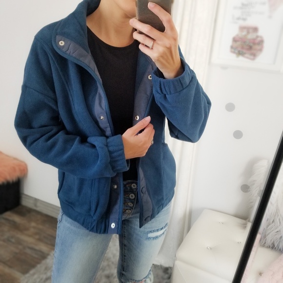 Fall Winter Soft Fleece Button Up Jacket Pockets Bomber Jacket Classy Chic - Picture 5 of 5